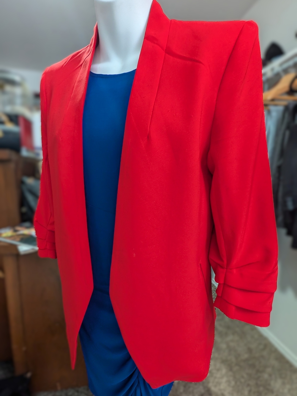 Rachel Zoe Vibrant Red Open-Front Blazer